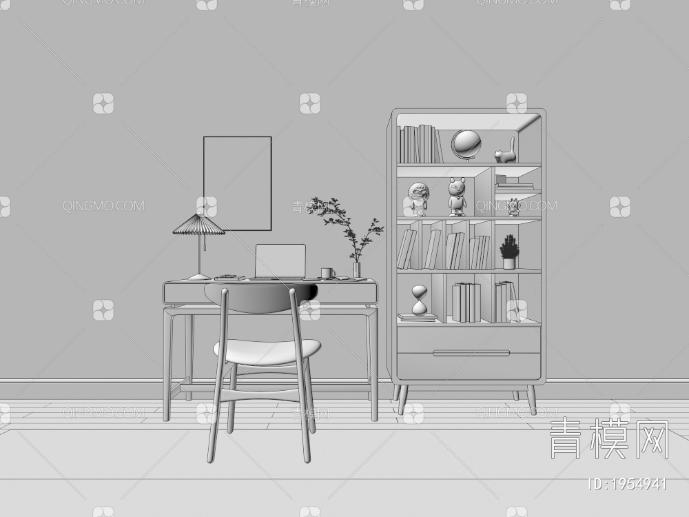 书桌椅组合3D模型下载【ID:1954941】