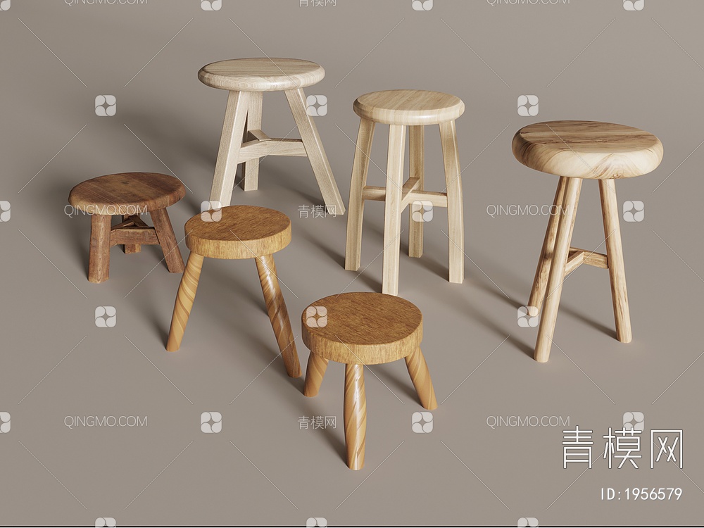 木头凳子，木头装饰，木板SU模型下载【ID:1956579】