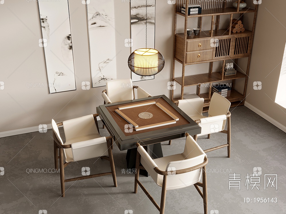 麻将桌，棋牌室，麻将室3D模型下载【ID:1956143】