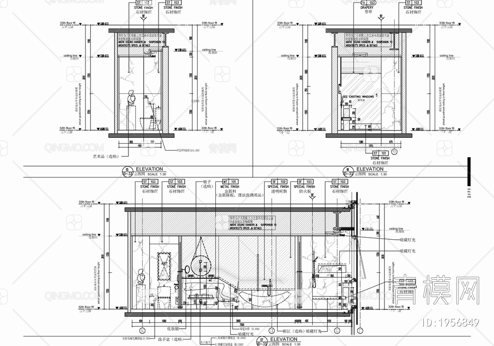 450㎡复式别墅室内施工图 家装 豪宅 大平层 私宅 洋房 别墅 样板房【ID:1956849】