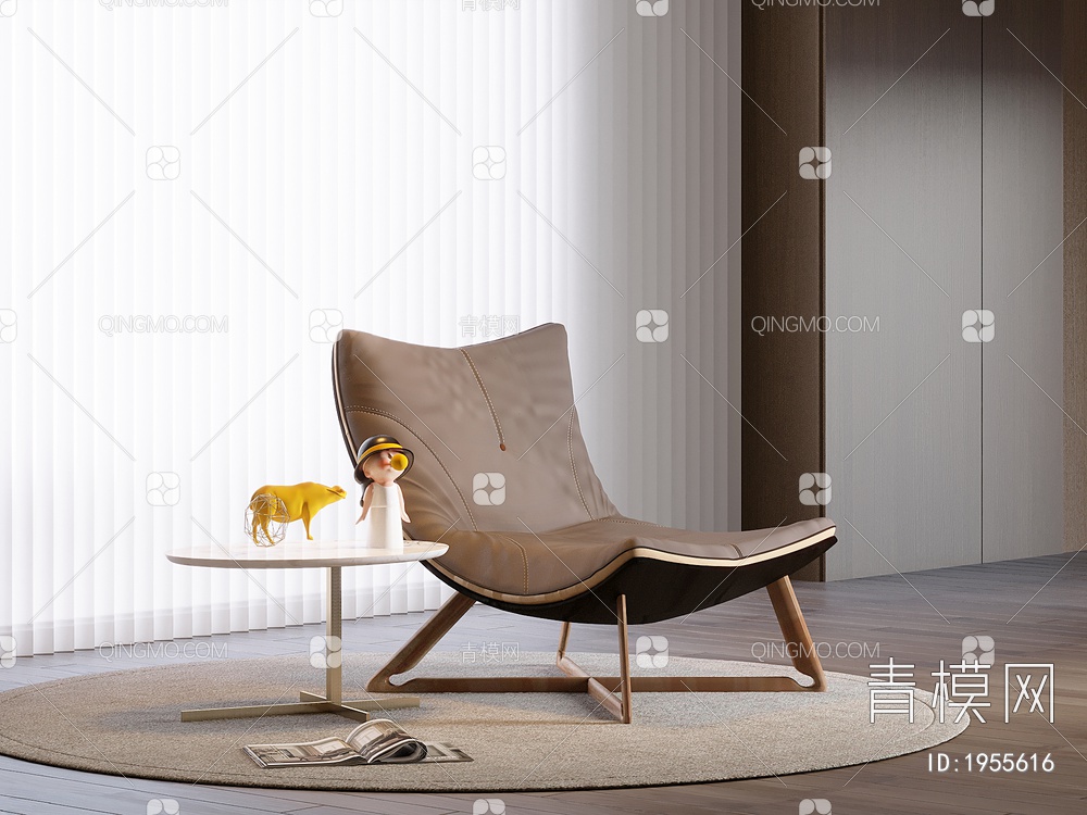 休闲椅，单人沙发，茶几，边几3D模型下载【ID:1955616】