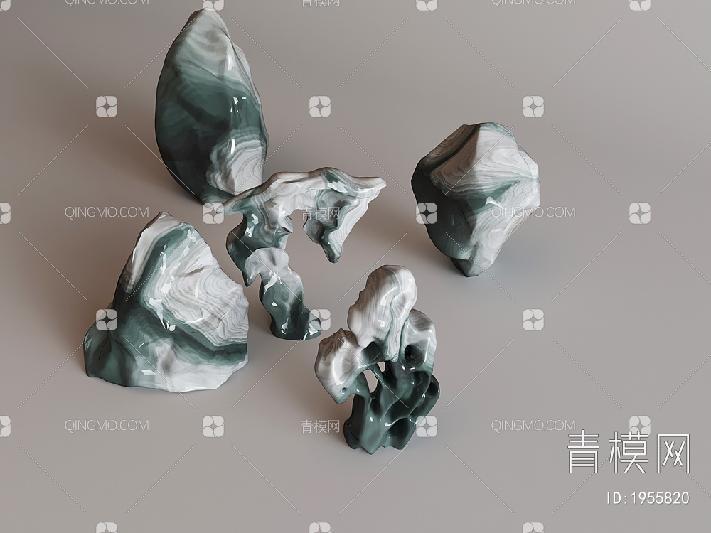 石头装饰，石头组合3D模型下载【ID:1955820】