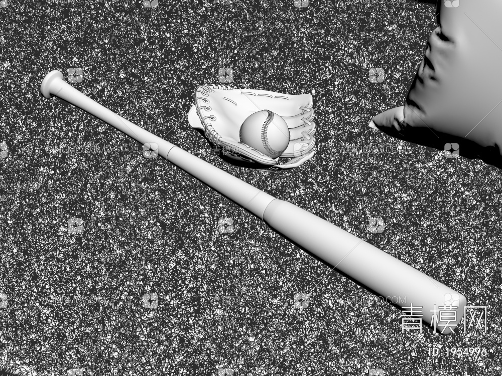 棒球棒 棒球 棒球棍 棒球手套 棒球套装组合3D模型下载【ID:1954996】