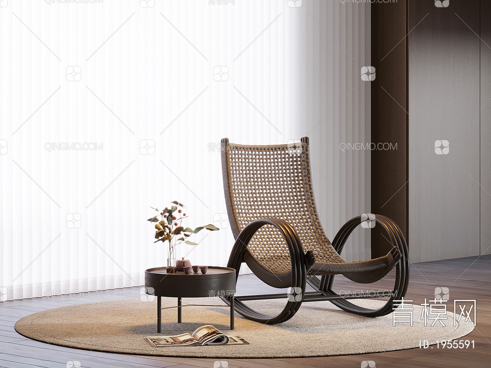 摇椅，单人沙发，边几角几，茶几3D模型下载【ID:1955591】