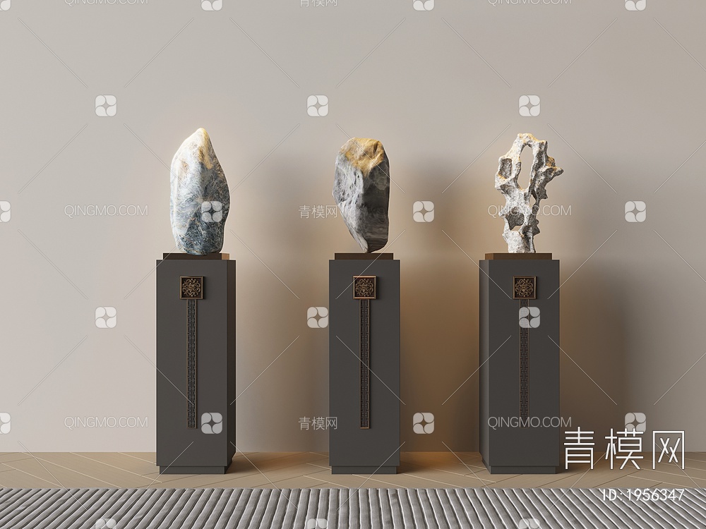 石头雕塑SU模型下载【ID:1956347】