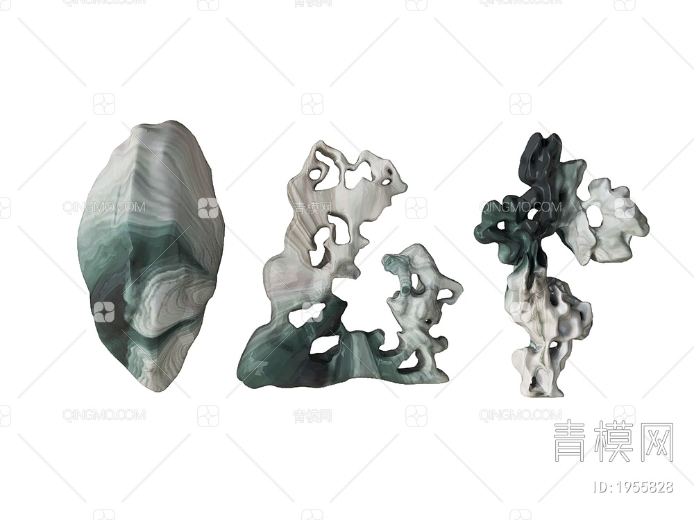 石头装饰，石头组合3D模型下载【ID:1955828】