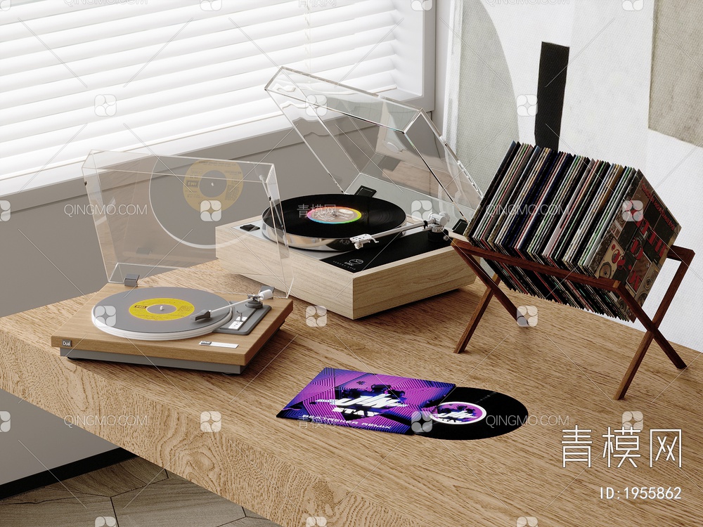 碟机唱片机，唱片摆件3D模型下载【ID:1955862】
