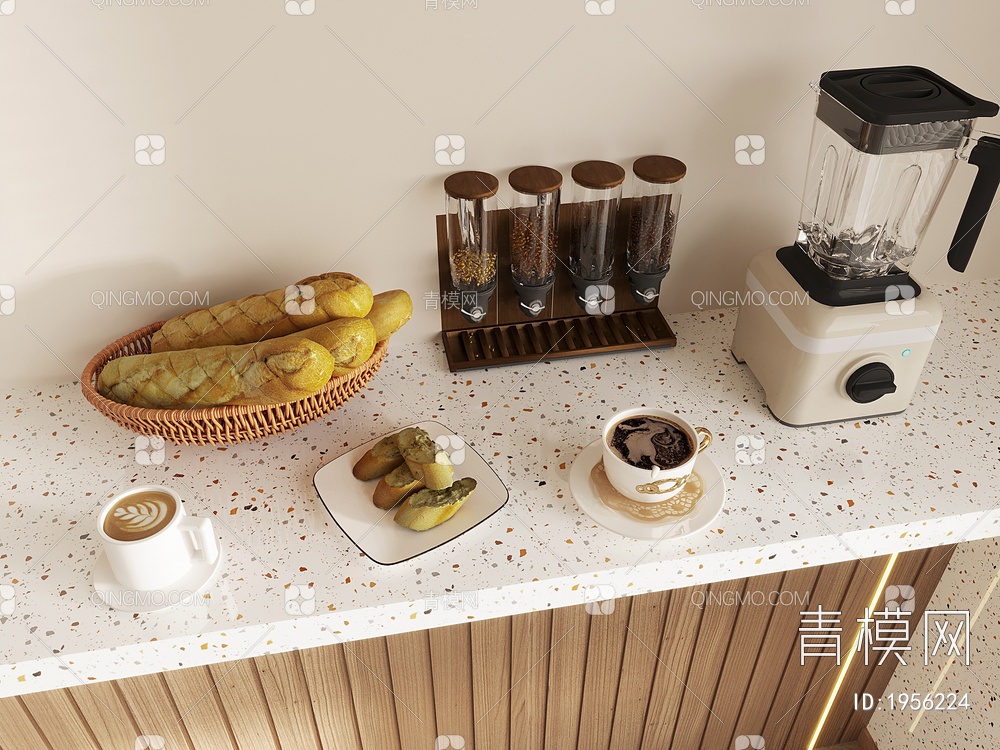 咖啡机，咖啡杯，食物饮料SU模型下载【ID:1956224】