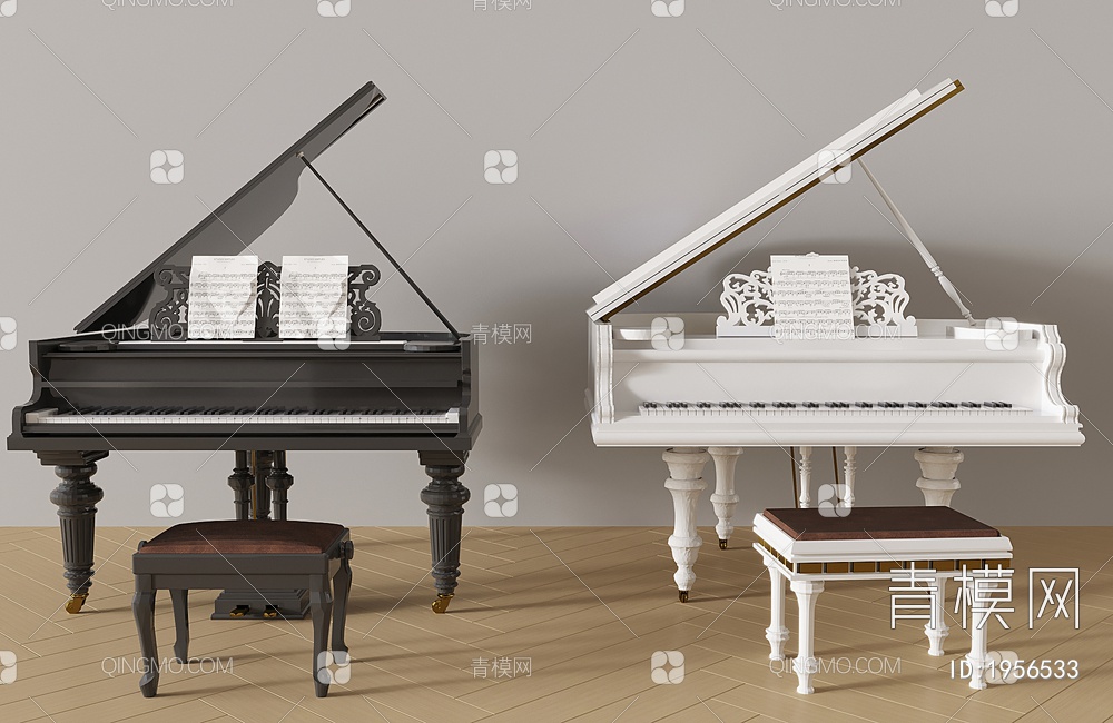 钢琴SU模型下载【ID:1956533】