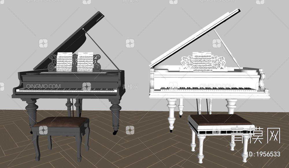 钢琴SU模型下载【ID:1956533】