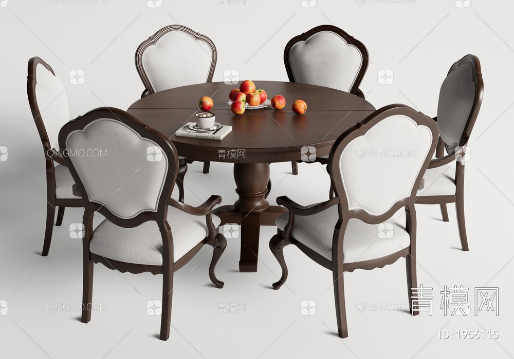 餐桌椅组合 圆形餐桌3D模型下载【ID:1956115】