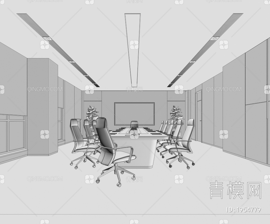 时尚办公会议室 小会议室 公司会议室 办公会议室3D模型下载【ID:1954779】
