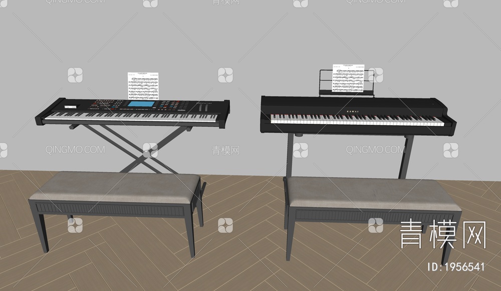 电子钢琴SU模型下载【ID:1956541】
