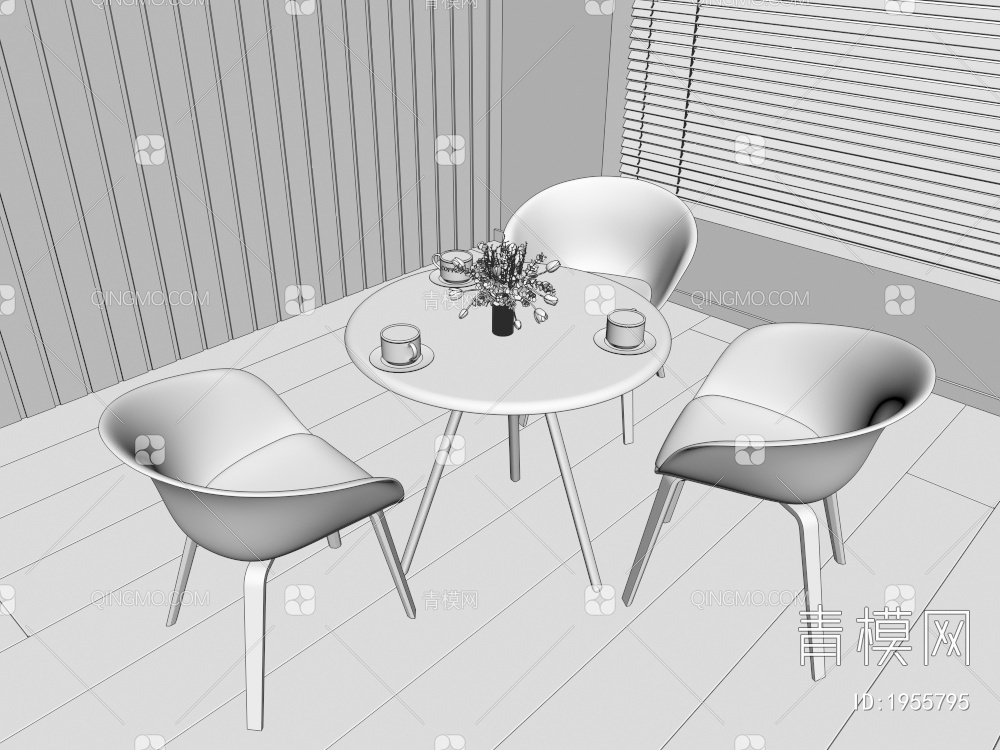 休闲桌椅，阳台桌椅。办公休闲区桌椅3D模型下载【ID:1955795】