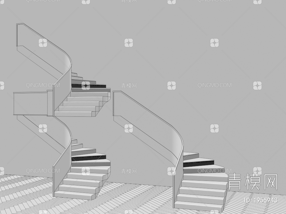 楼梯，旋转楼梯3D模型下载【ID:1955943】
