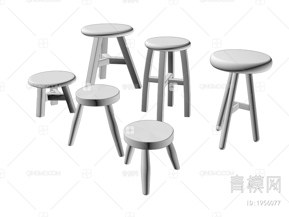 木头凳子，木头装饰，木板3D模型下载【ID:1956077】