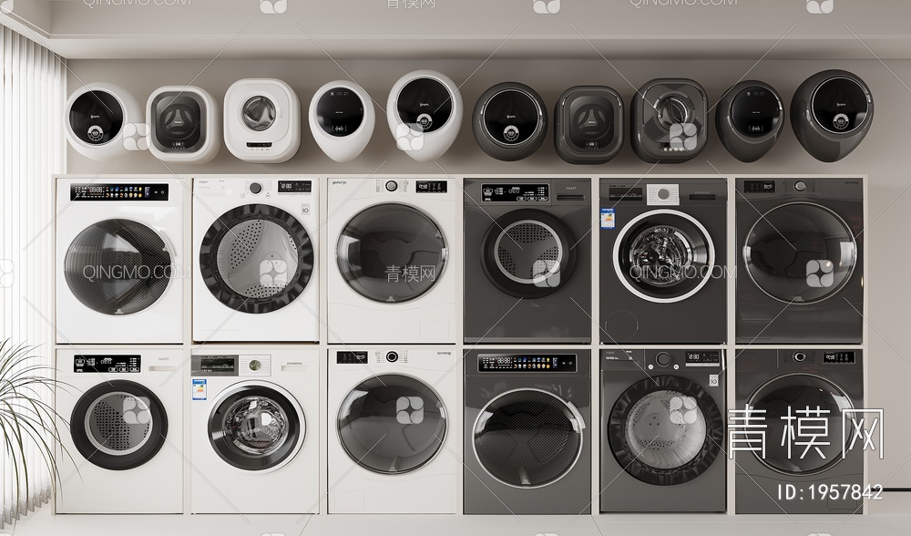 洗衣机组合 壁挂洗衣机 烘干机 滚筒洗衣机 迷你洗衣机3D模型下载【ID:1957842】