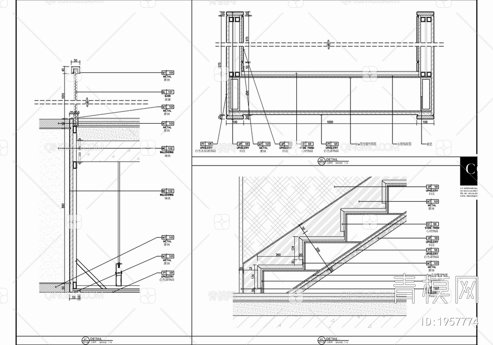 弧形楼梯施工详图 楼梯节点 异形楼梯 异形栏杆扶手【ID:1957774】