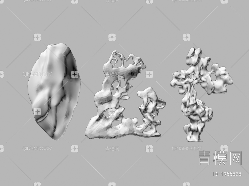 石头装饰，石头组合3D模型下载【ID:1955828】