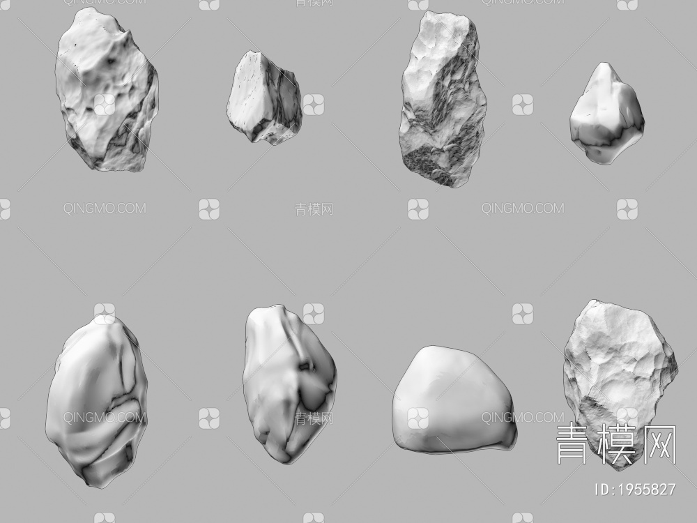 石头装饰，石头组合3D模型下载【ID:1955827】