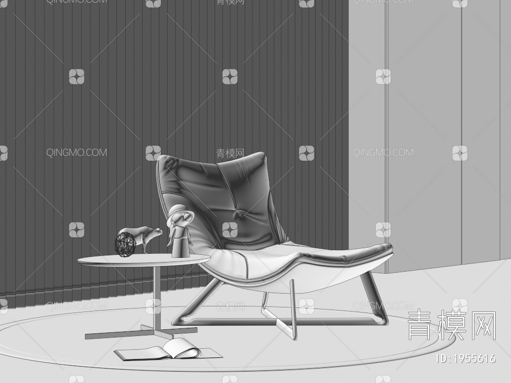 休闲椅，单人沙发，茶几，边几3D模型下载【ID:1955616】