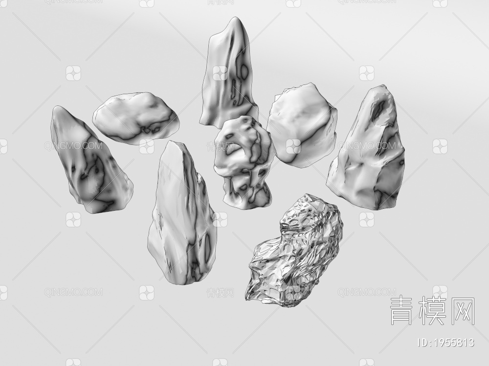 石头装饰，石头组合3D模型下载【ID:1955813】