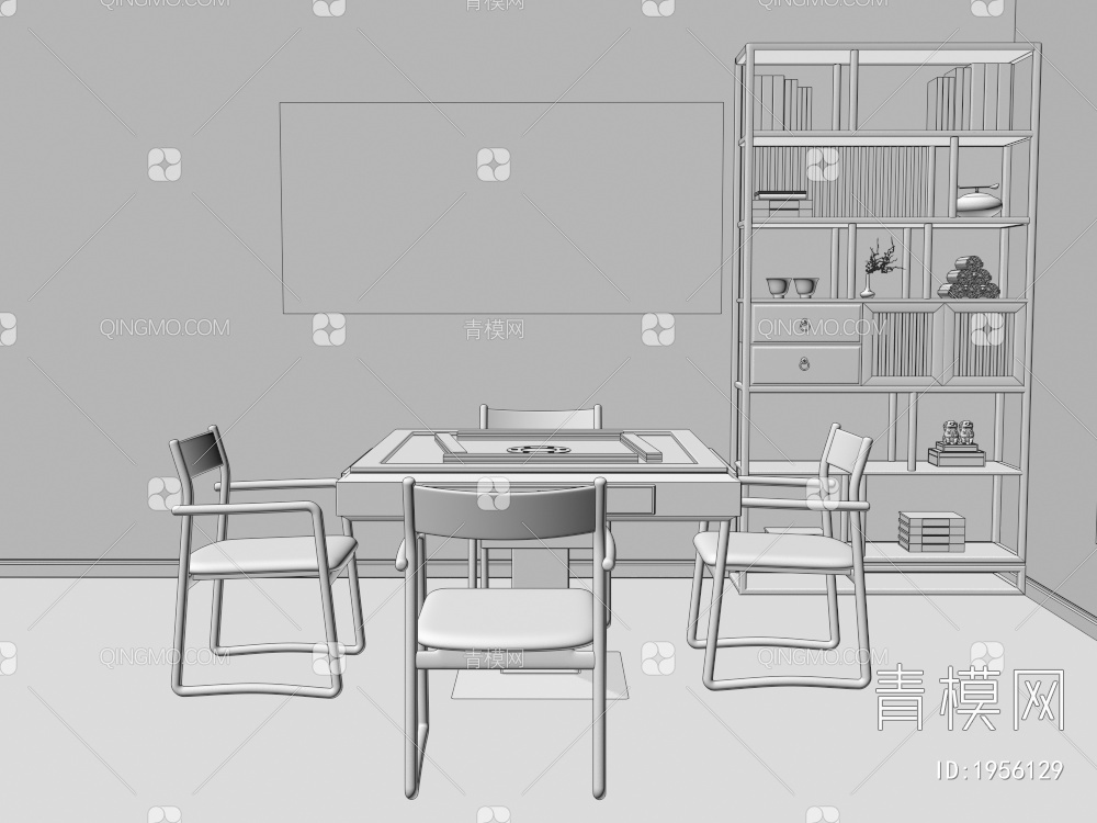 麻将桌，棋牌室，麻将室3D模型下载【ID:1956129】