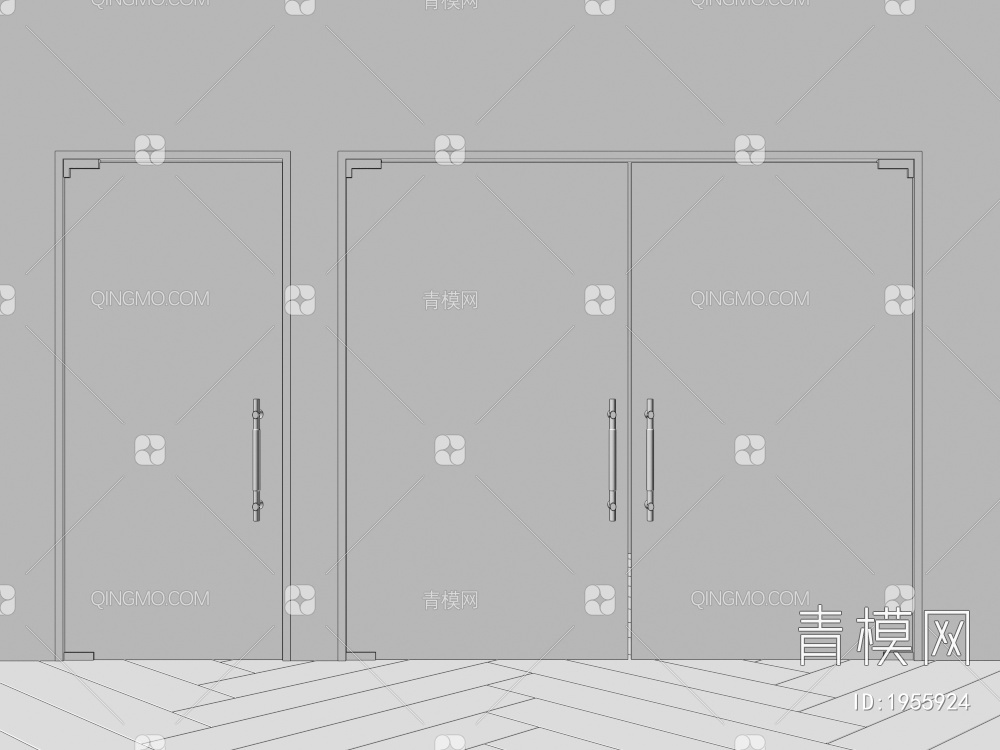 玻璃门，双开门3D模型下载【ID:1955924】
