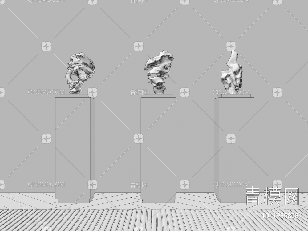 装饰石头，雕塑石头3D模型下载【ID:1955808】