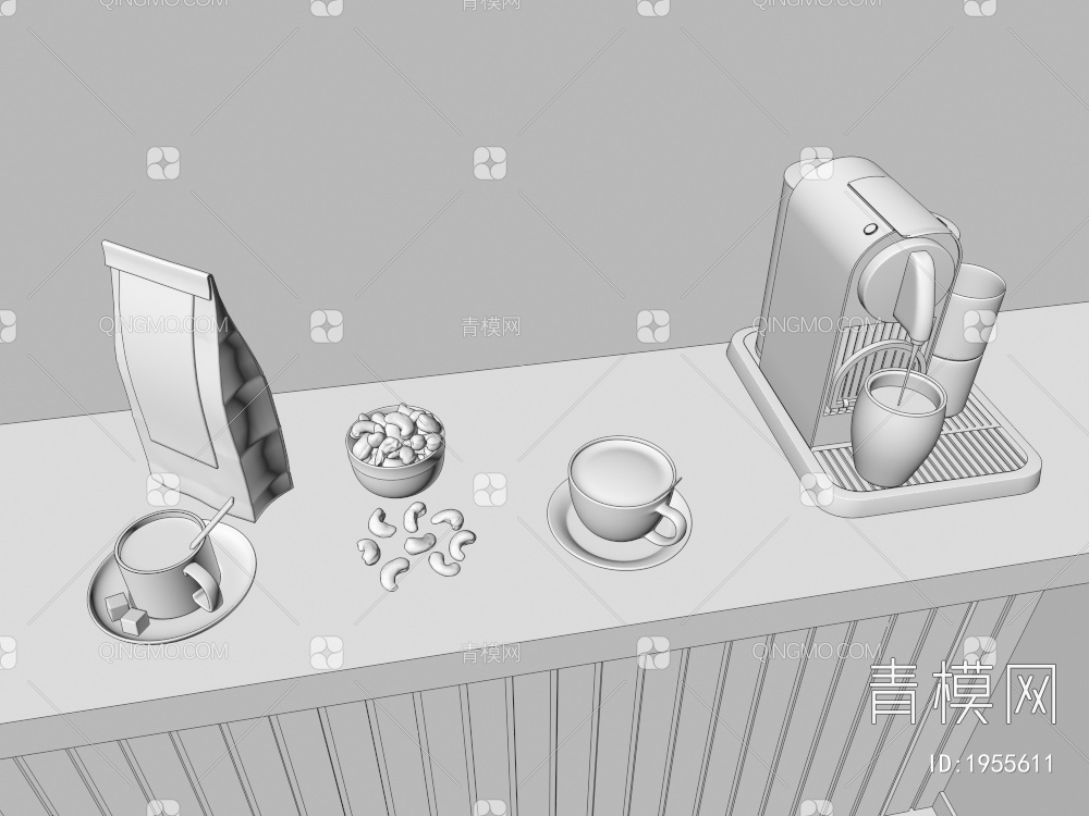 咖啡 咖啡机，咖啡杯，食物饮料3D模型下载【ID:1955611】