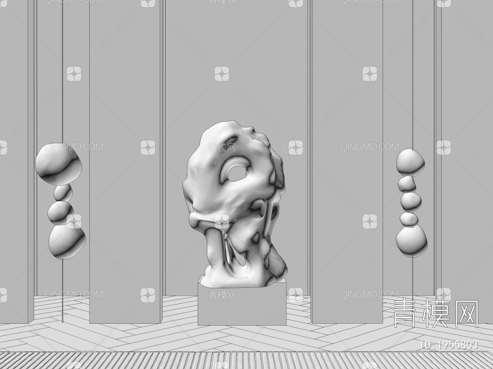 装饰石头，雕塑石头3D模型下载【ID:1955803】