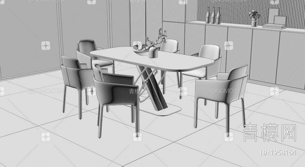 餐桌椅组合3D模型下载【ID:1958164】