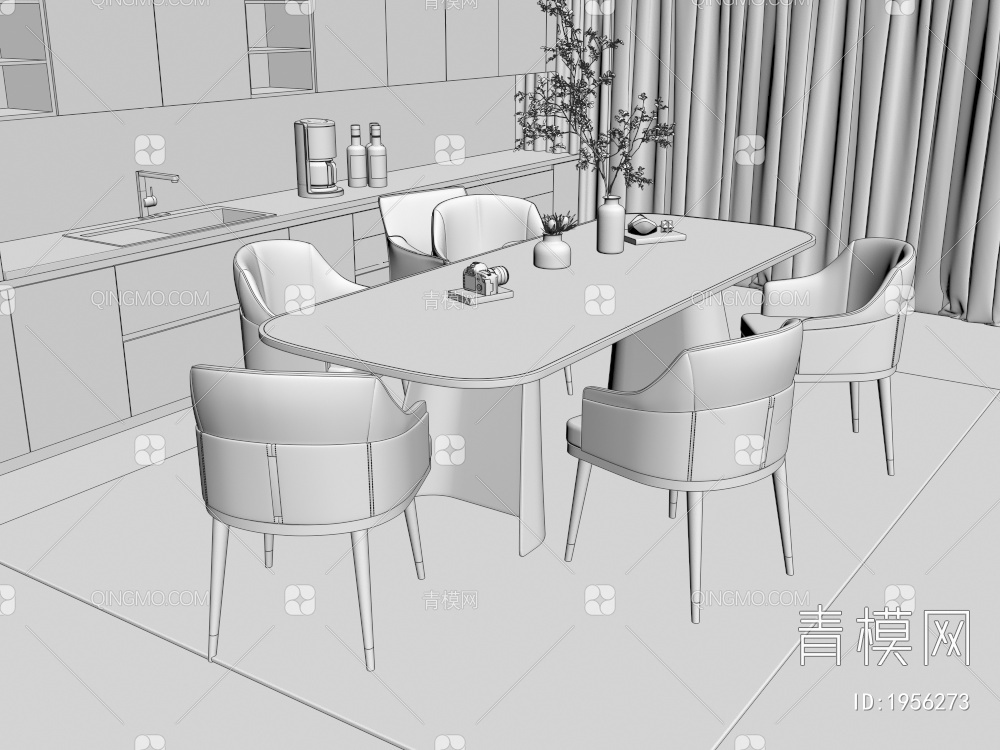 餐桌椅组合3D模型下载【ID:1956273】