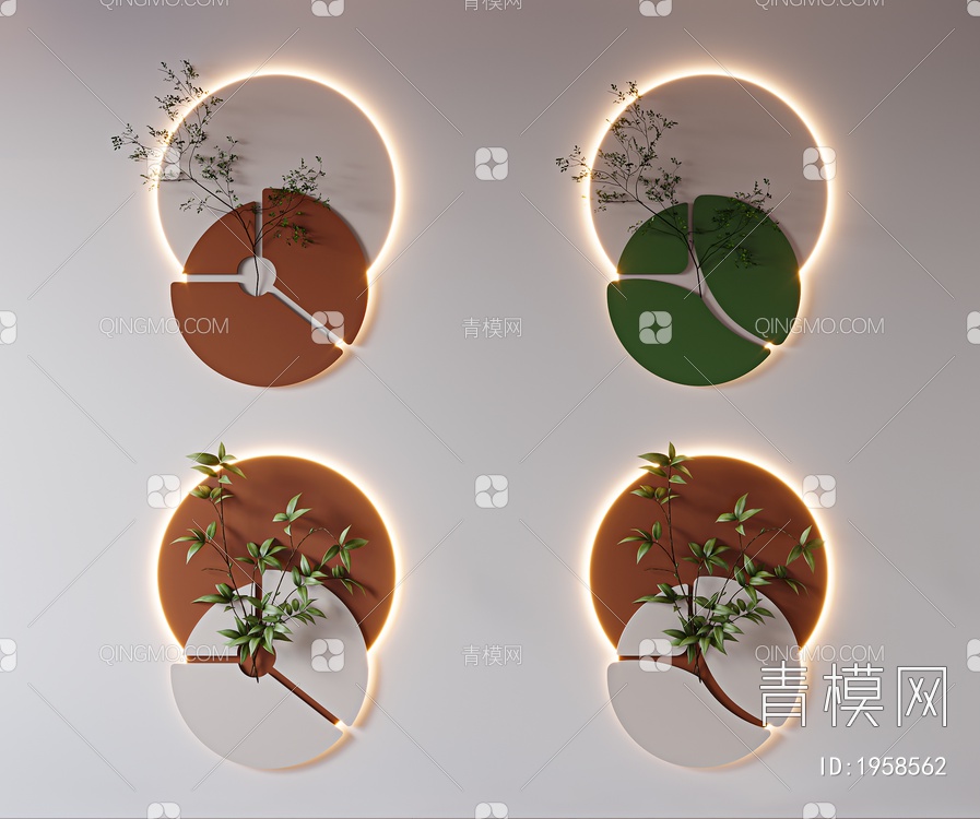 Enscape 立体墙饰挂件SU模型下载【ID:1958562】