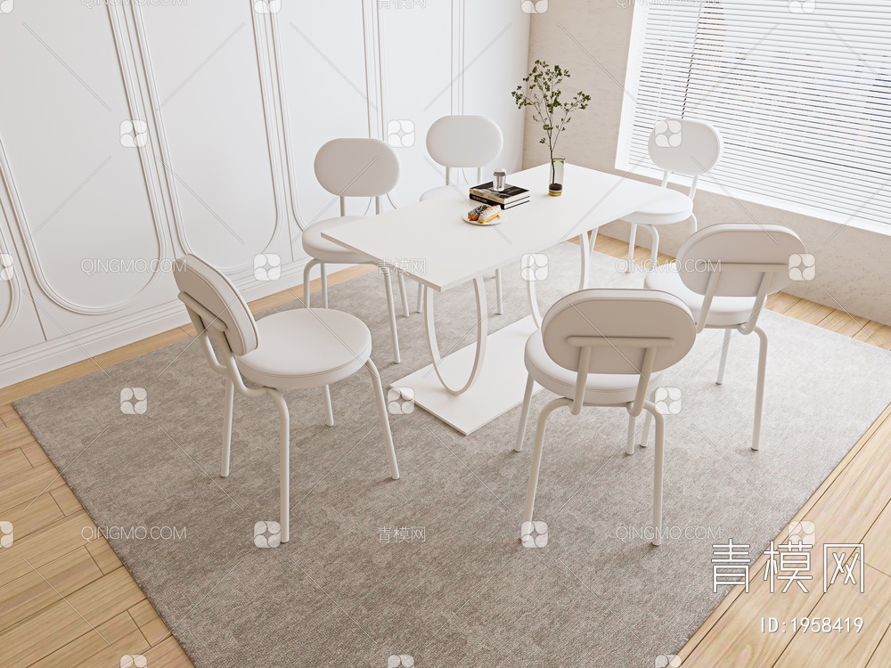 Vray 餐桌椅组合SU模型下载【ID:1958419】
