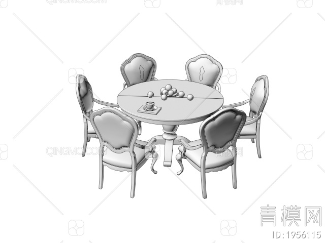 餐桌椅组合 圆形餐桌3D模型下载【ID:1956115】