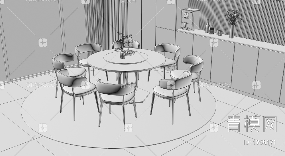 餐桌椅组合3D模型下载【ID:1958171】