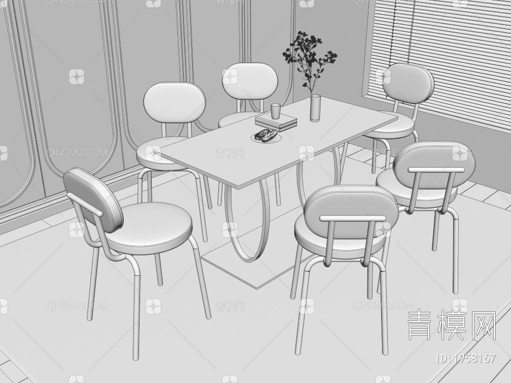 餐桌椅组合3D模型下载【ID:1958167】