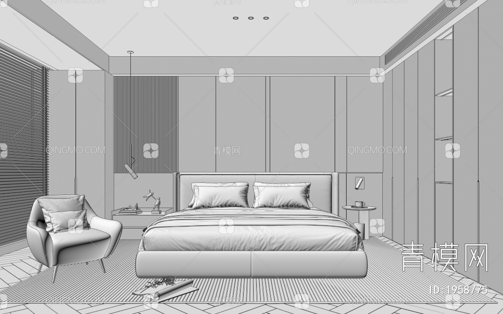 家居卧室3D模型下载【ID:1958775】