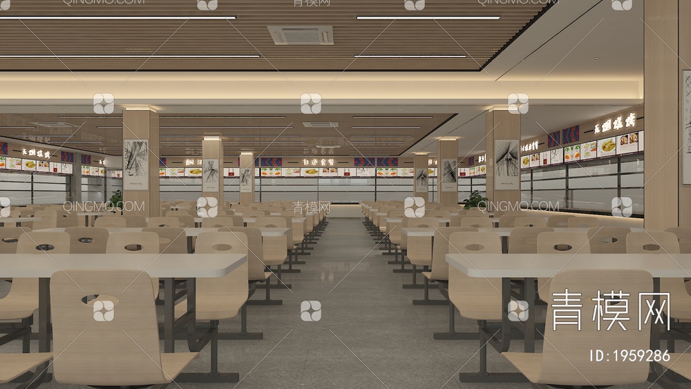餐厅食堂3D模型下载【ID:1959286】