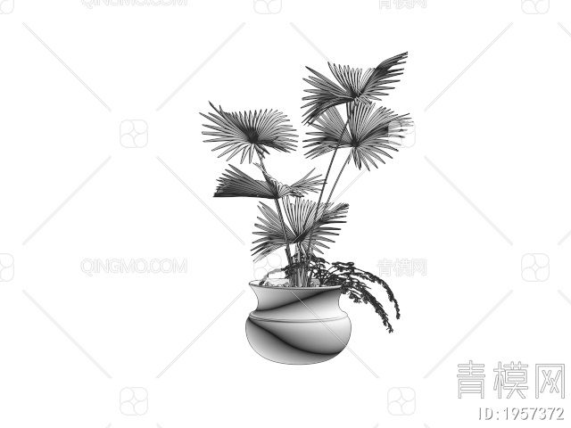 绿色植物 盆景植物竹叶树3D模型下载【ID:1957372】