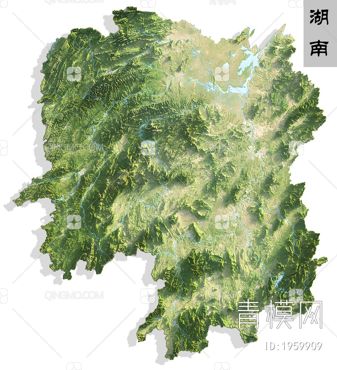 湖南省行政边界地图贴图下载【ID:1959909】