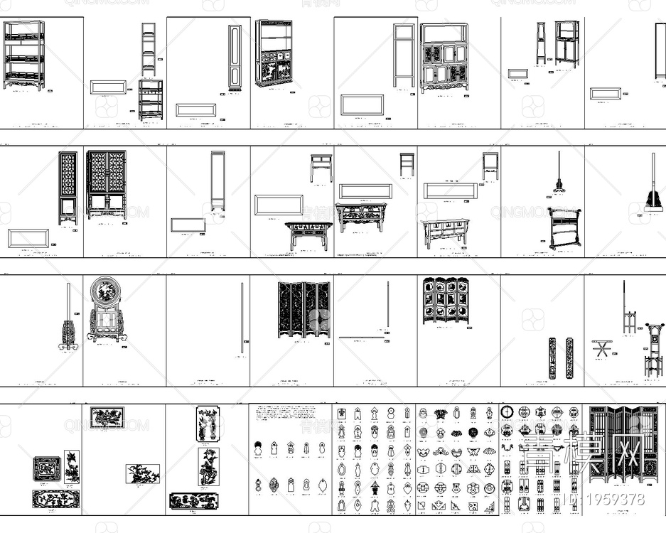 家具三视图CAD图库【ID:1959378】