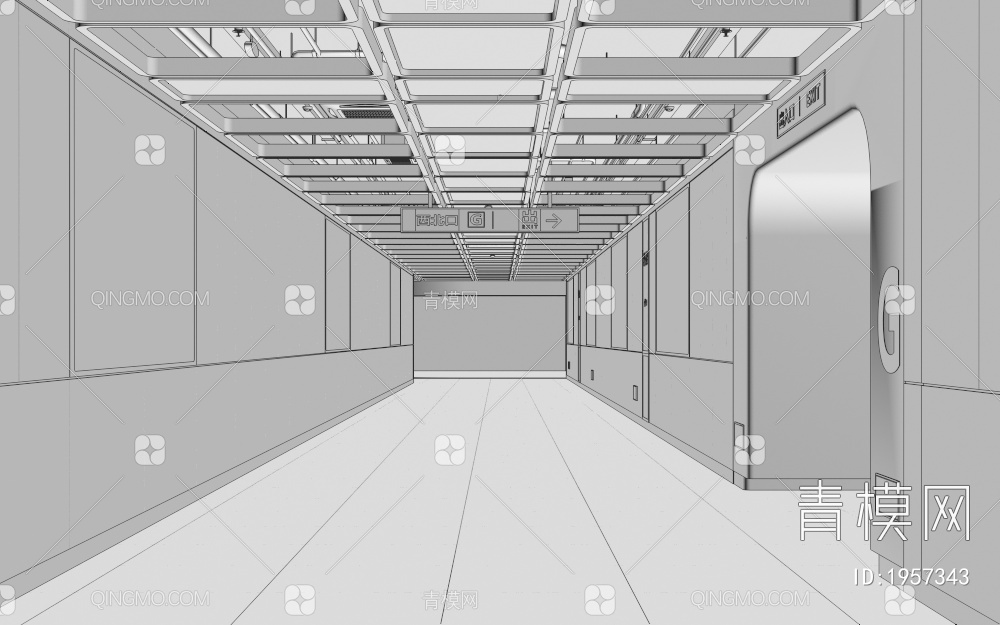 地铁通道走廊3D模型下载【ID:1957343】