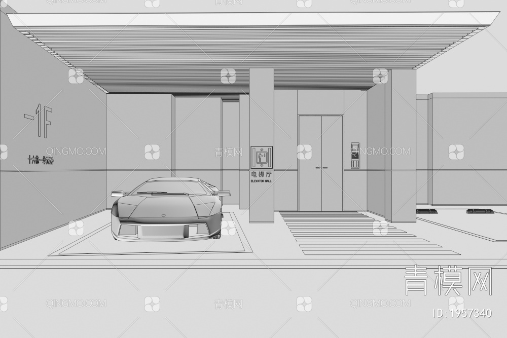 地下室停车场 车库3D模型下载【ID:1957340】
