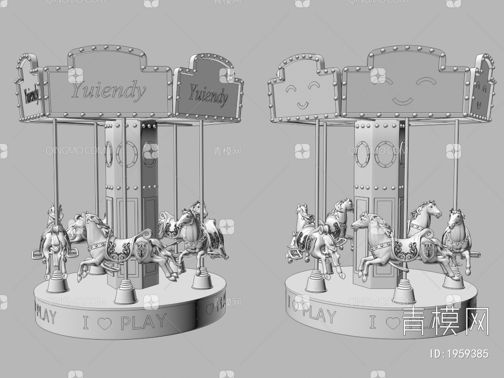 迷你旋转木马，转马3D模型下载【ID:1959385】