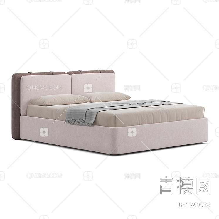 双人床，卧室，家具，床3D模型下载【ID:1960028】
