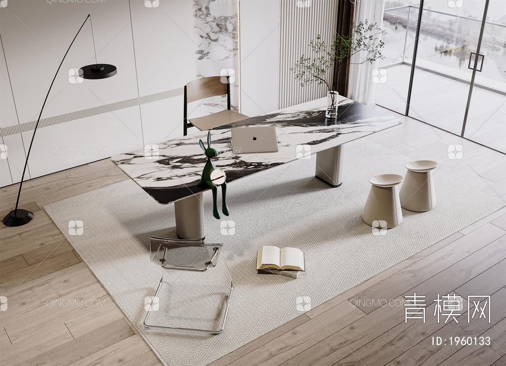 书桌椅组合3D模型下载【ID:1960133】