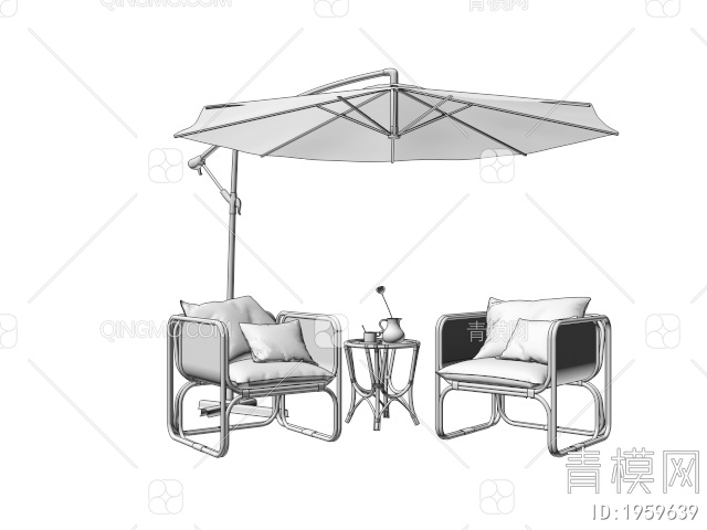 户外桌椅 休闲桌椅 藤编椅子3D模型下载【ID:1959639】