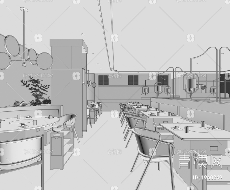 火锅餐厅 餐厅 重庆火锅餐厅3D模型下载【ID:1960249】